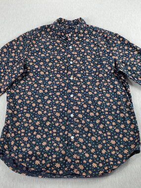 J Crew Slim Flex Washed Shirt Women's Size L Floral Long Sleeve Button Shirt